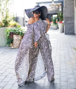 So Fly- 2pc High-Lo Shawl Top/Wide Leg Pant SET (NEW)