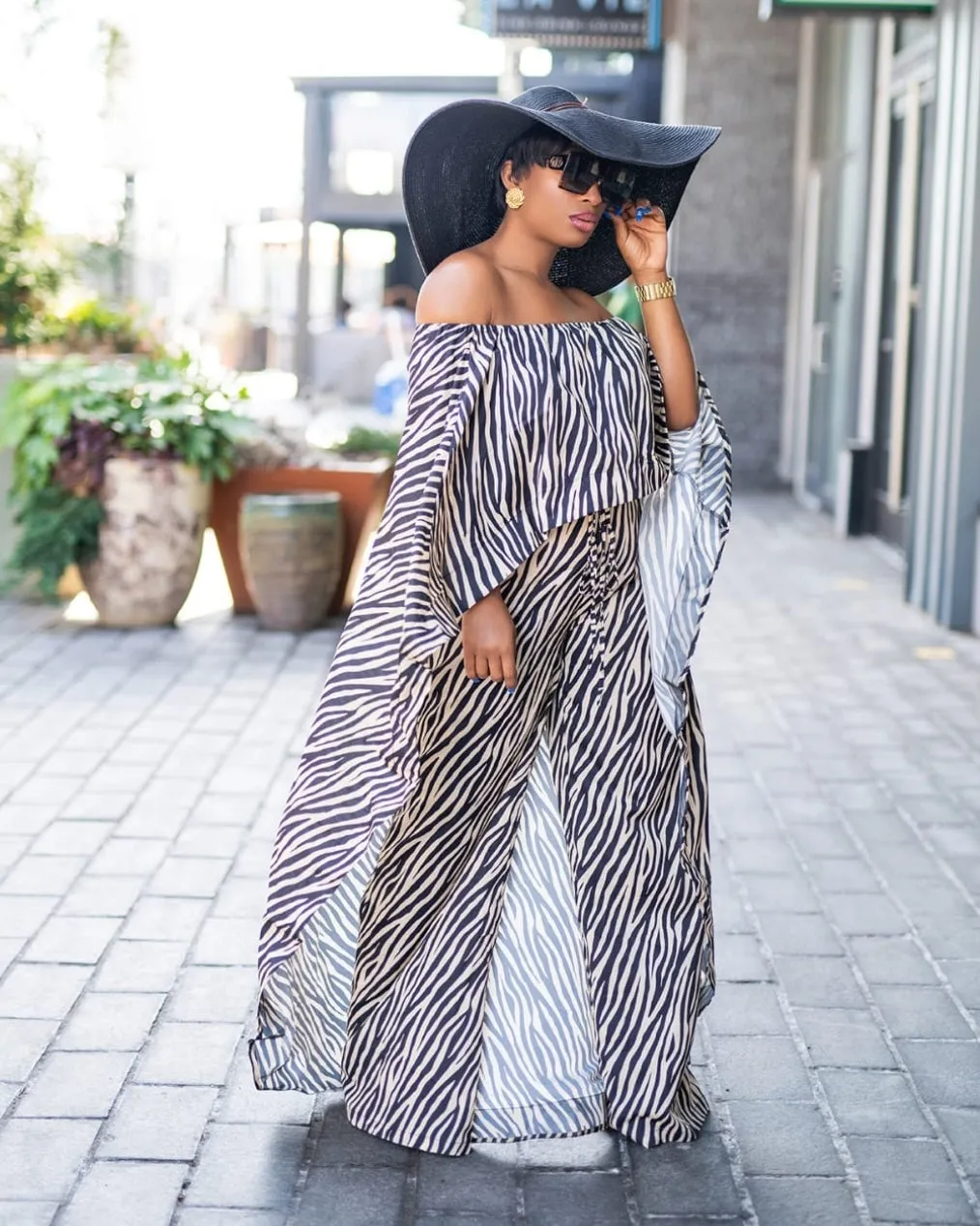 So Fly- 2pc High-Lo Shawl Top/Wide Leg Pant SET (NEW)