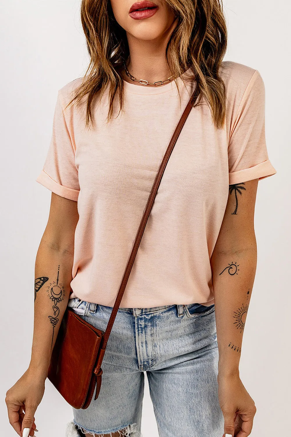 Solid Color Crew Neck Tee