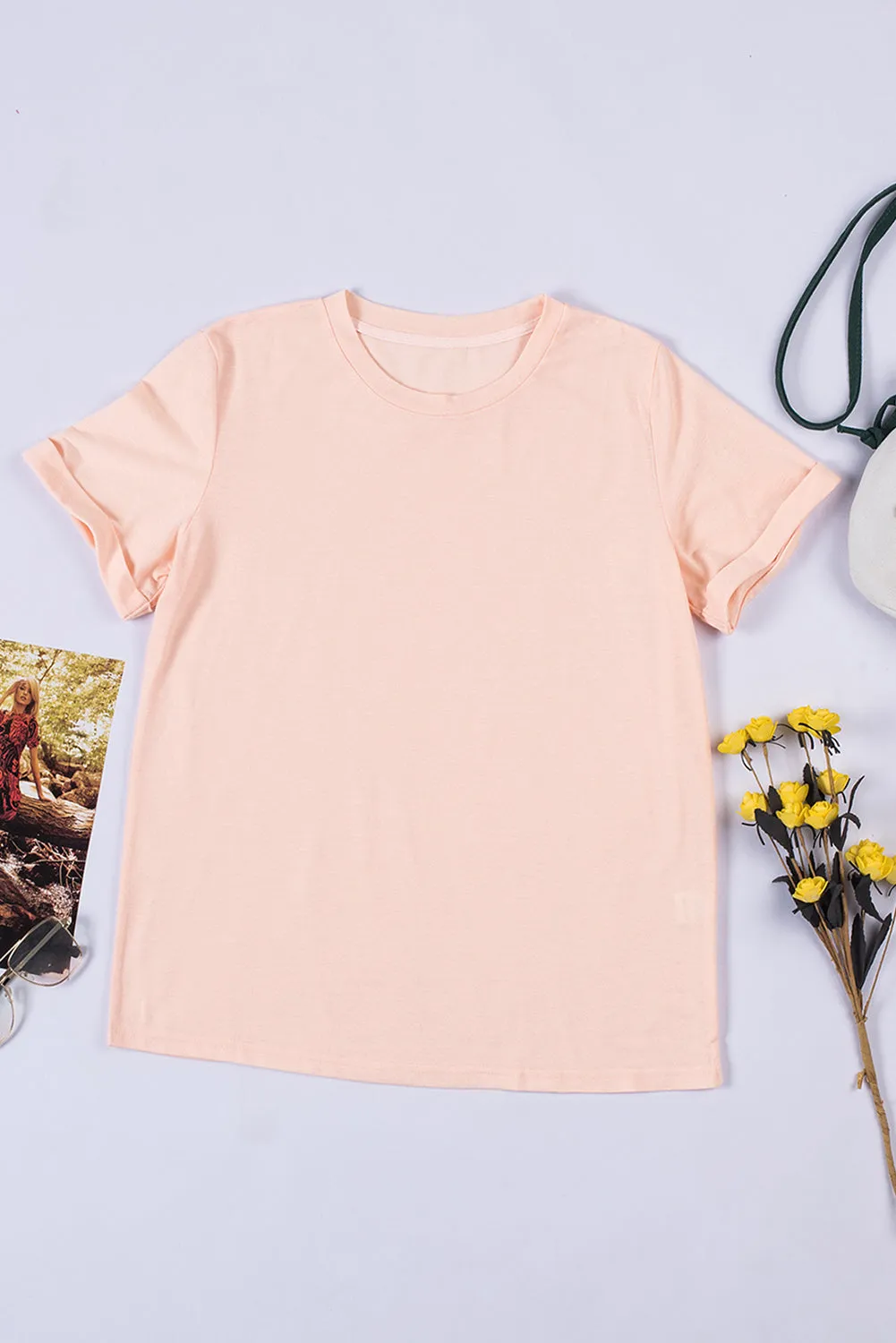 Solid Color Crew Neck Tee