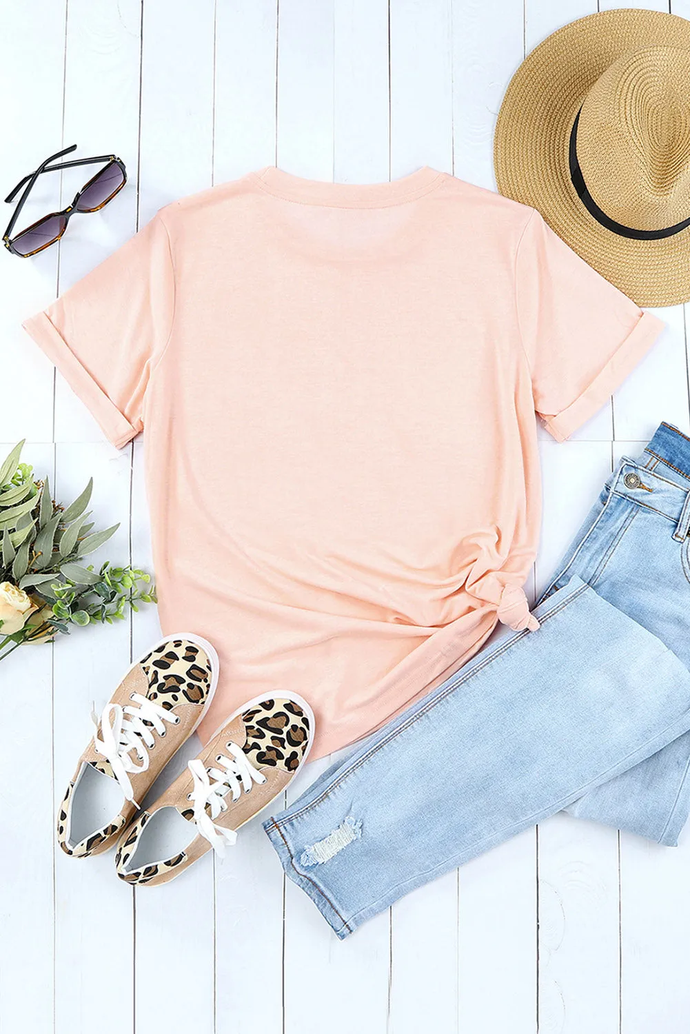 Solid Color Crew Neck Tee