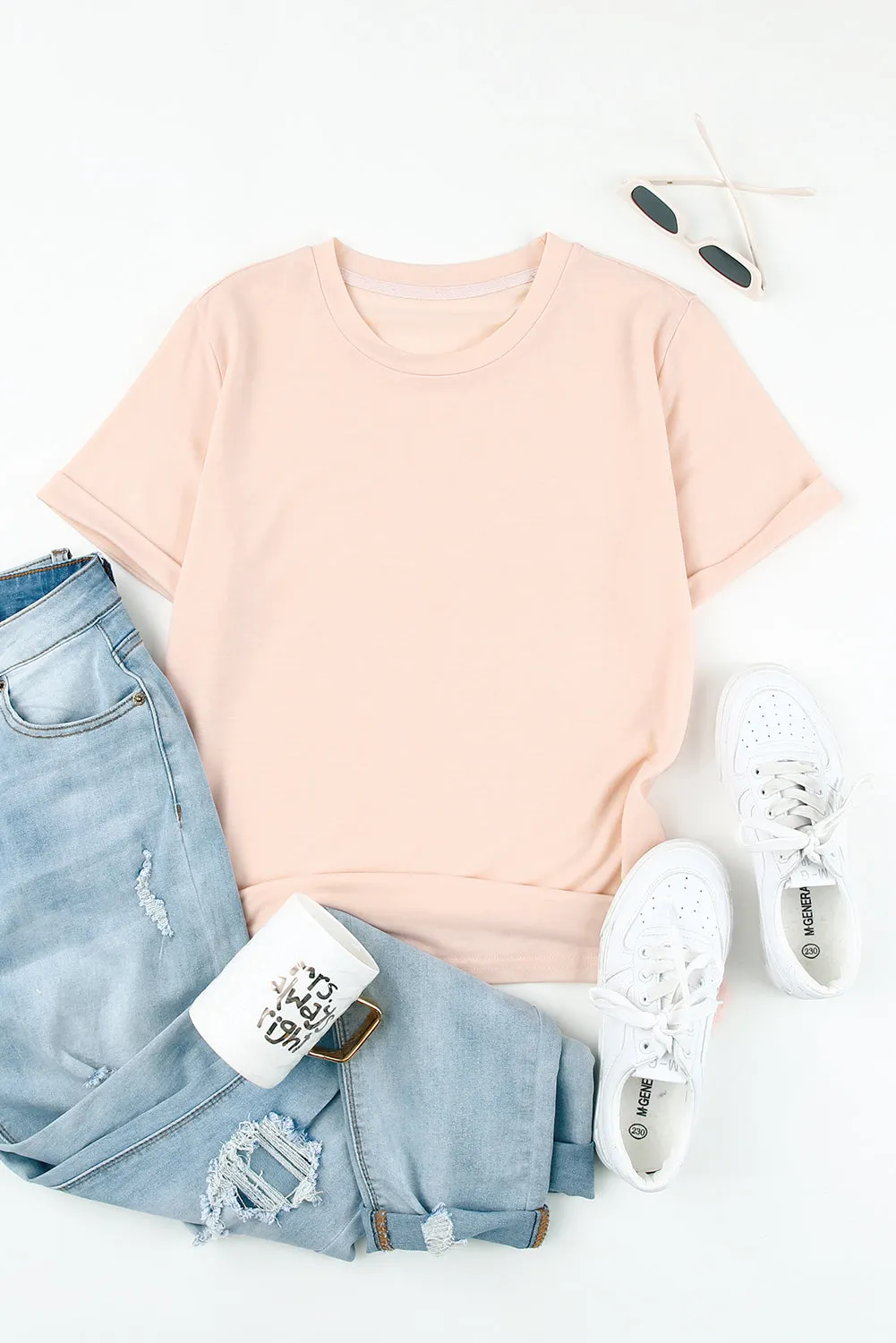 Solid Color Crew Neck Tee