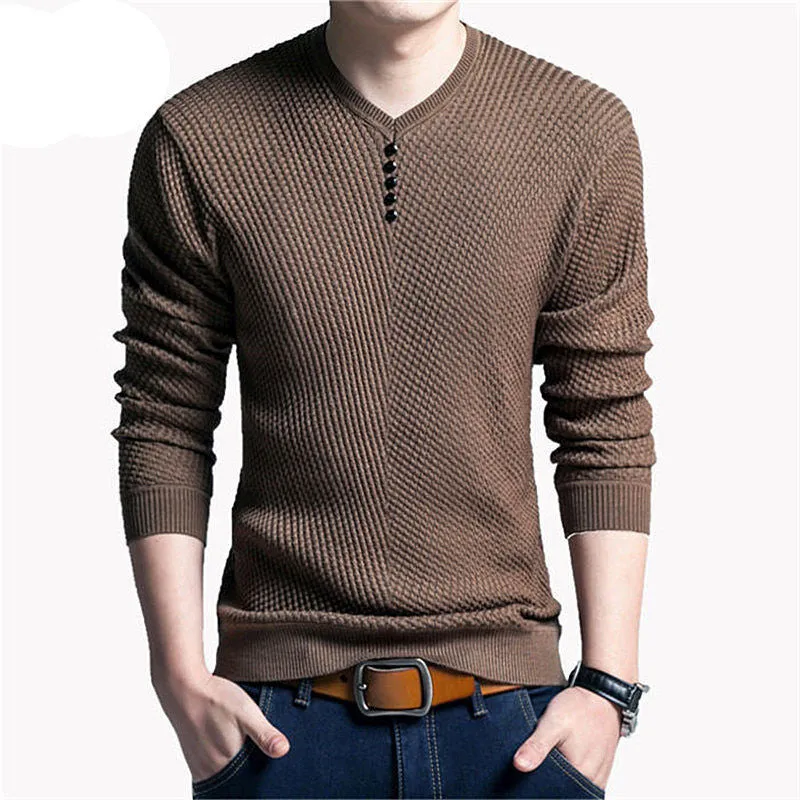 Solid Color Pullover Men V Neck Sweater Men Long Sleeve Shirt Mens Sweaters Wool Casual Dress Cashmere Knitwear Pull Homme