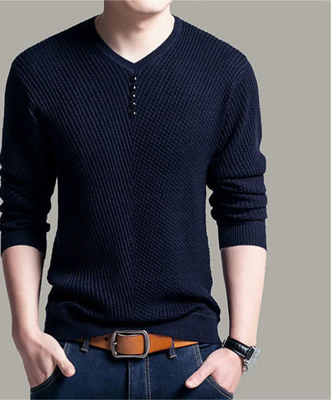 Solid Color Pullover Men V Neck Sweater Men Long Sleeve Shirt Mens Sweaters Wool Casual Dress Cashmere Knitwear Pull Homme