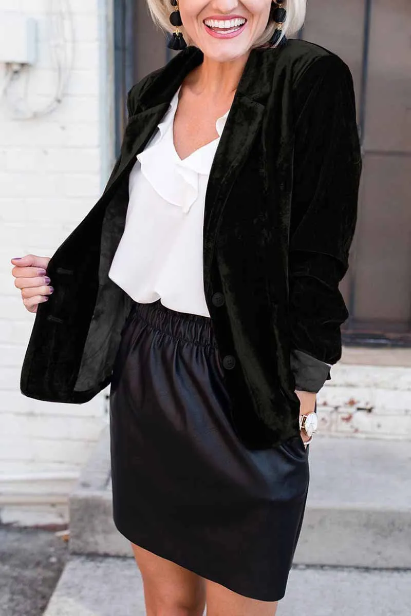 Solid Color Slim Long-Sleeved Suede Blazer Tops ( 3 Colors)