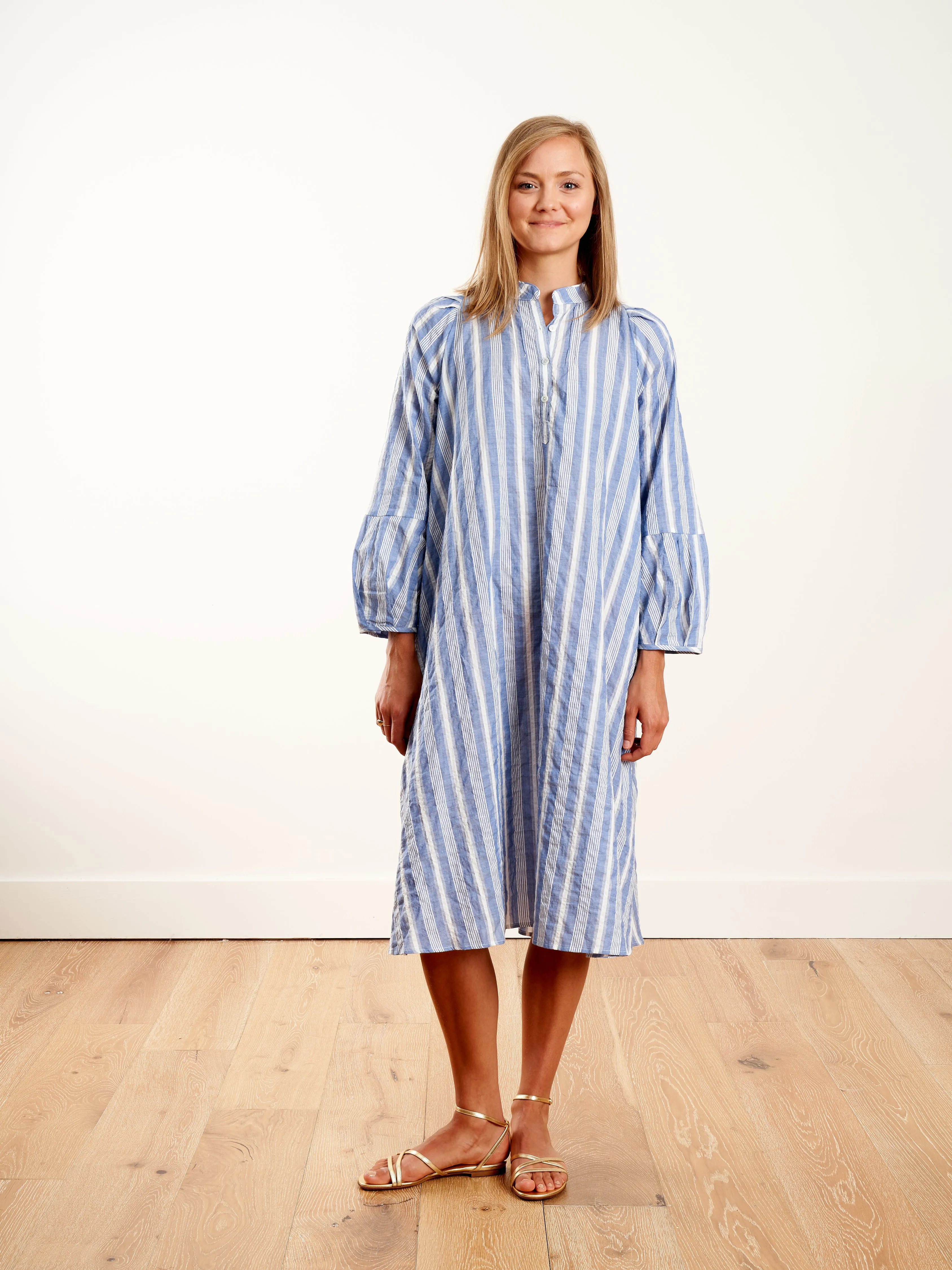 springs dress - blue/white stripe