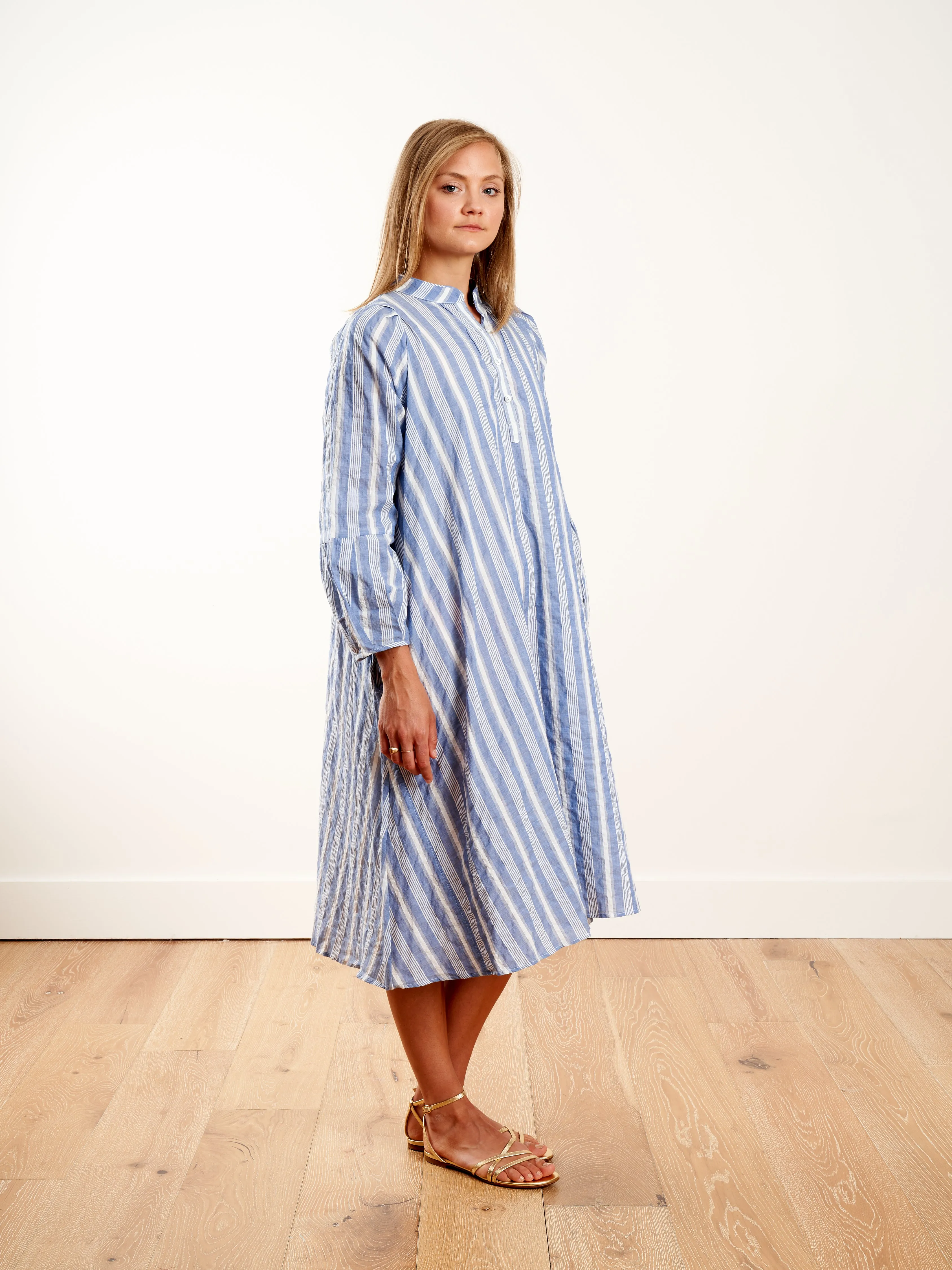 springs dress - blue/white stripe