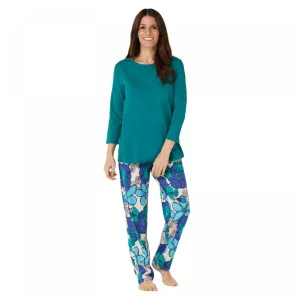 Stan Herman Women's Silky Vintage Floral 2-Piece Lounge Set
