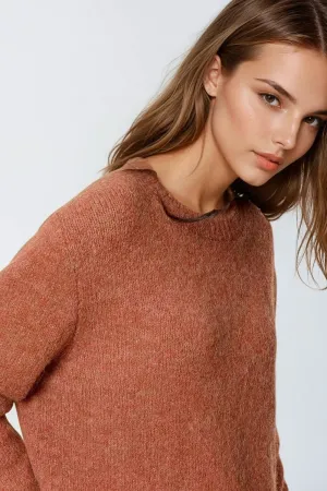 standard fit soft knit sweater in camel
