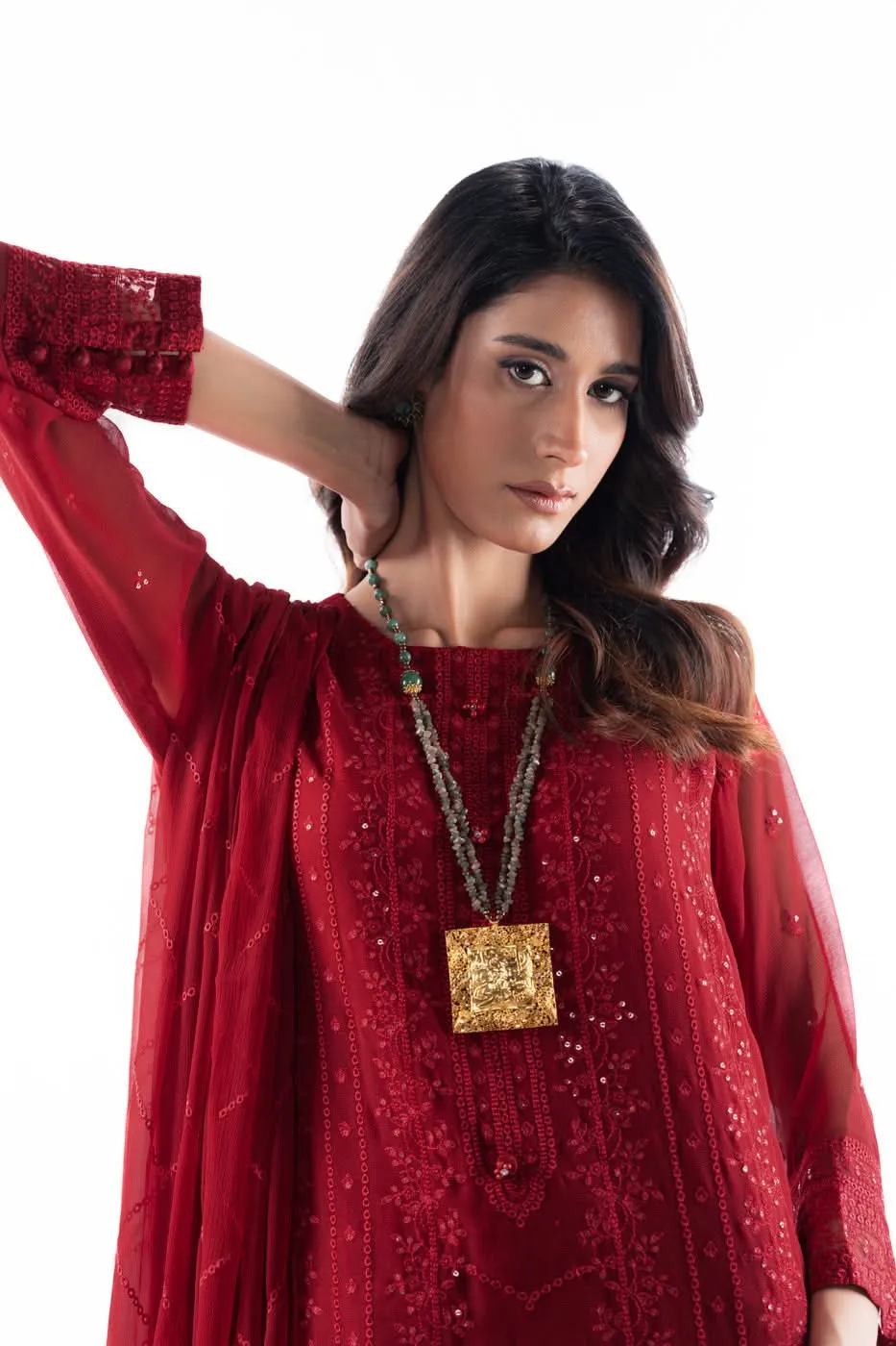 Stitched - 3 Pc Chiffon Outfit