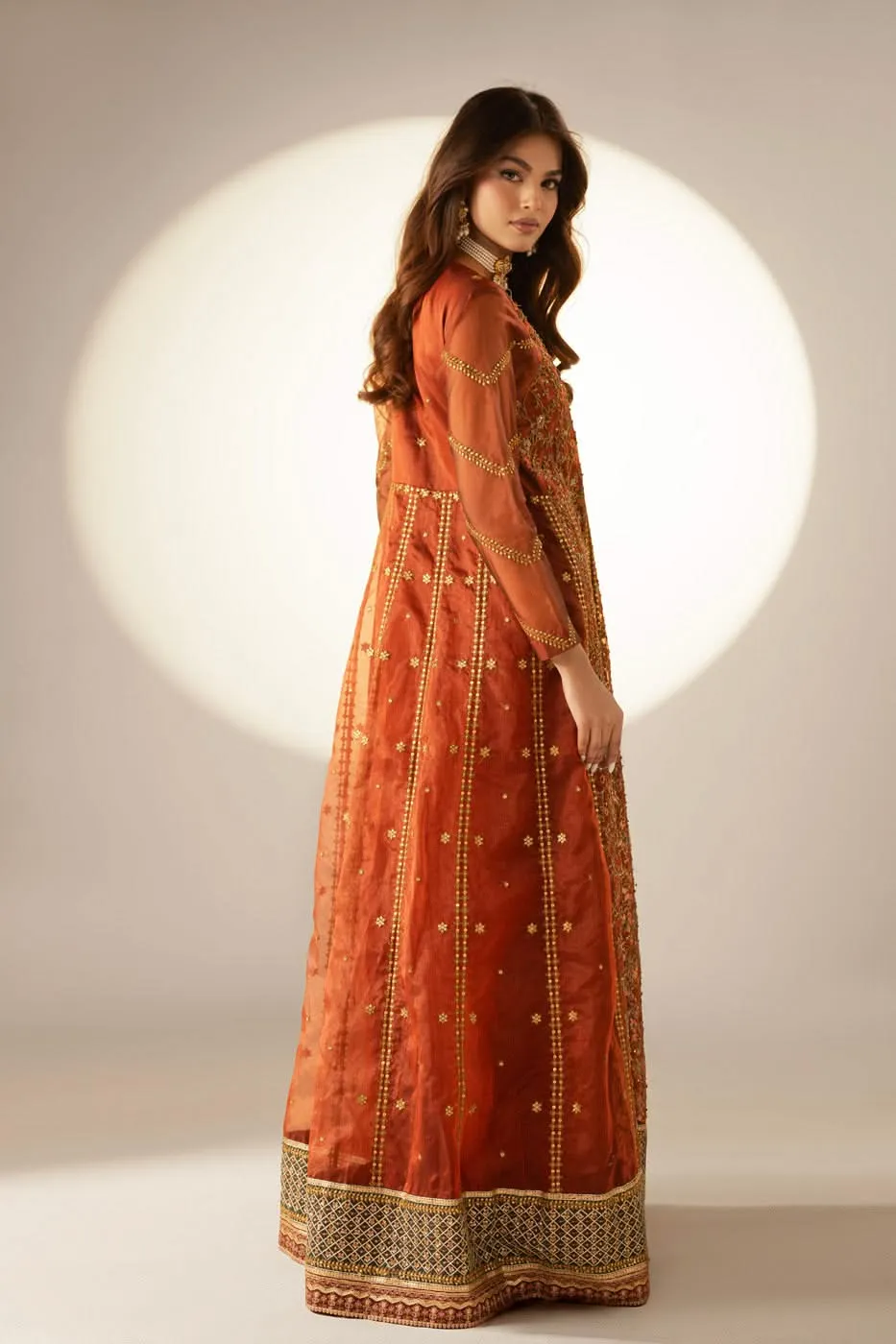 Stitched - 3 Pc Organza Outfit
