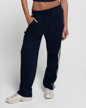 Straight Leg Track Pant - Navy/Off-White