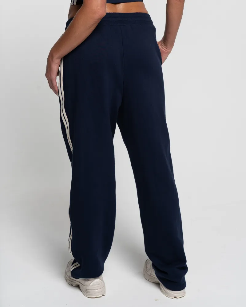 Straight Leg Track Pant - Navy/Off-White