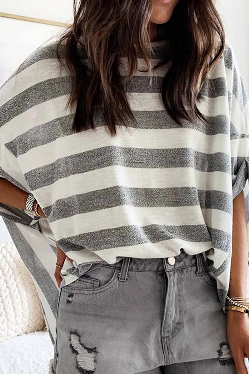 Striped Loose Round Neck Top