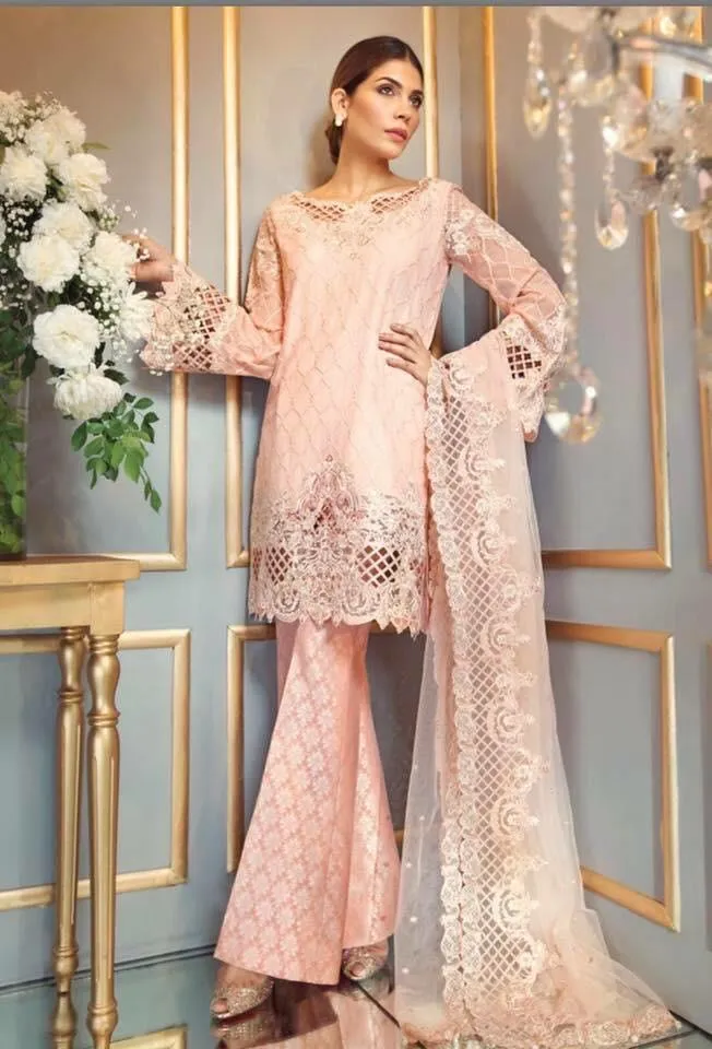 Stunning Baby Pink Color Chiffon and Net Dress by Anaya- C857