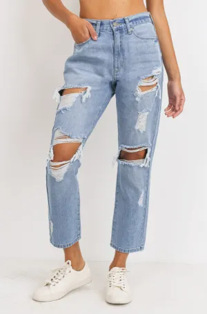 Super Destroyed Girlfriend Jeans