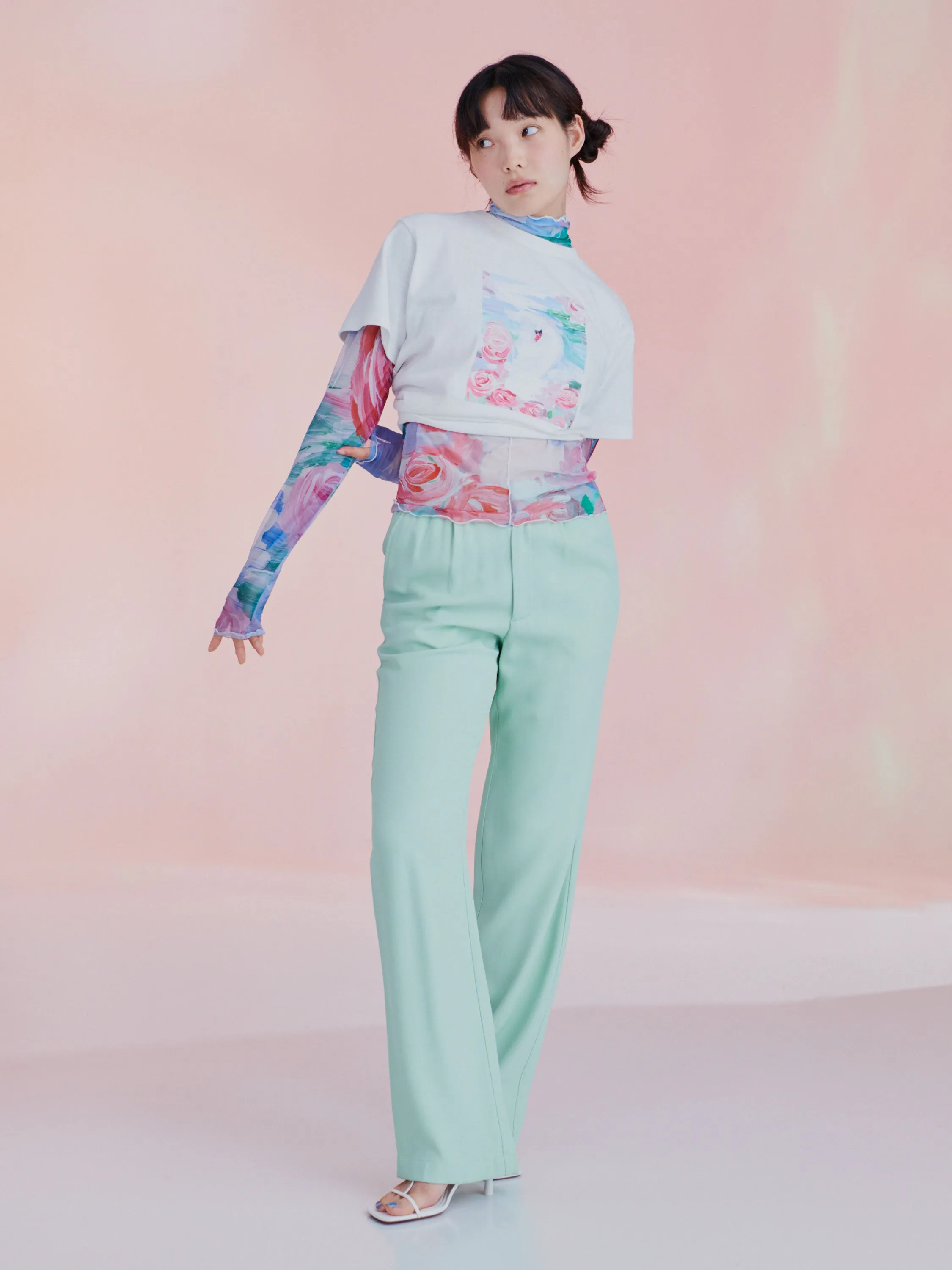 Swan see-through tops (High / Crew neck)