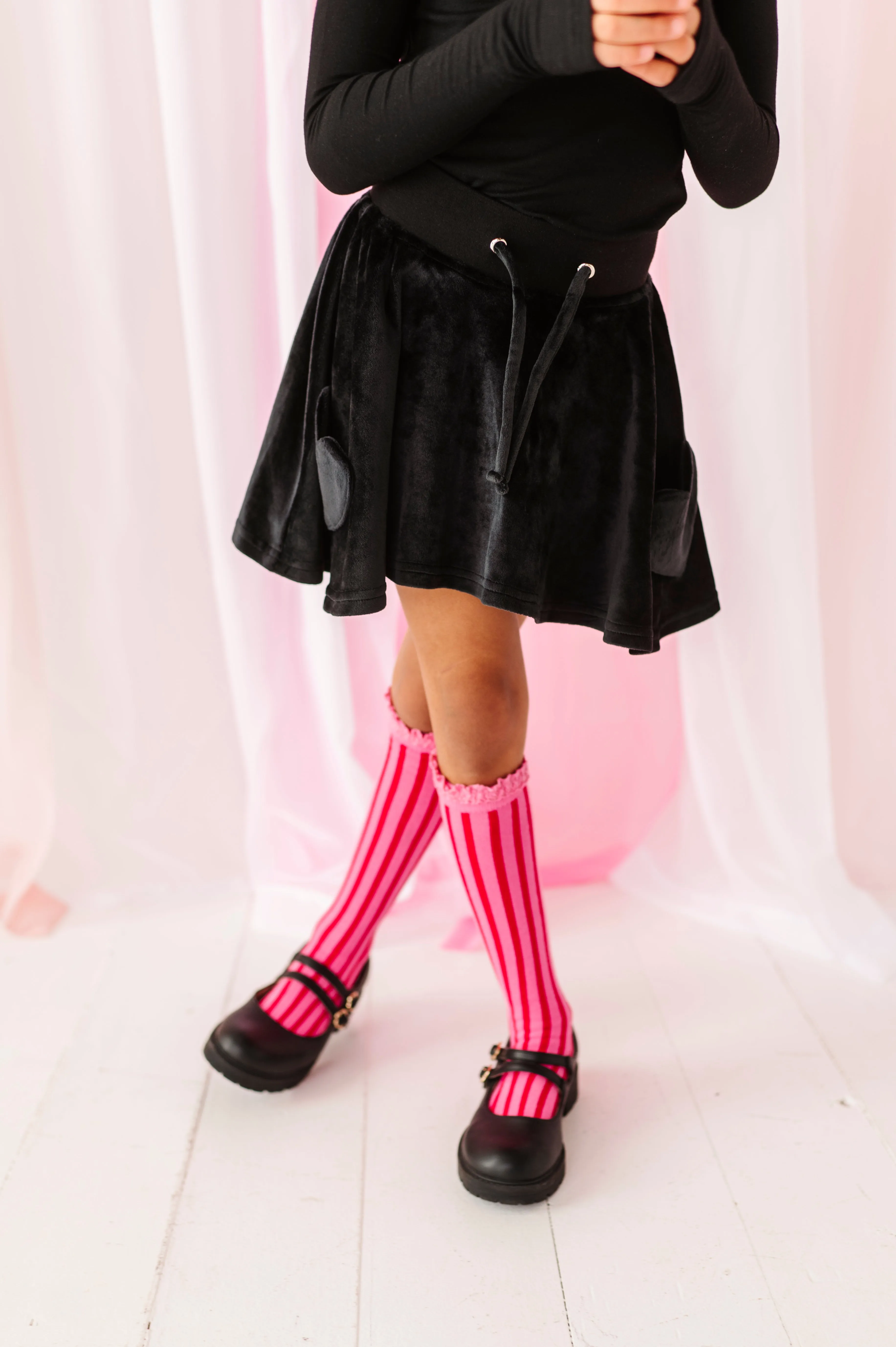 Taffy Pink Stripe Knee High Socks
