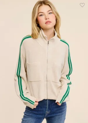 Taupe Zip Up Sweater