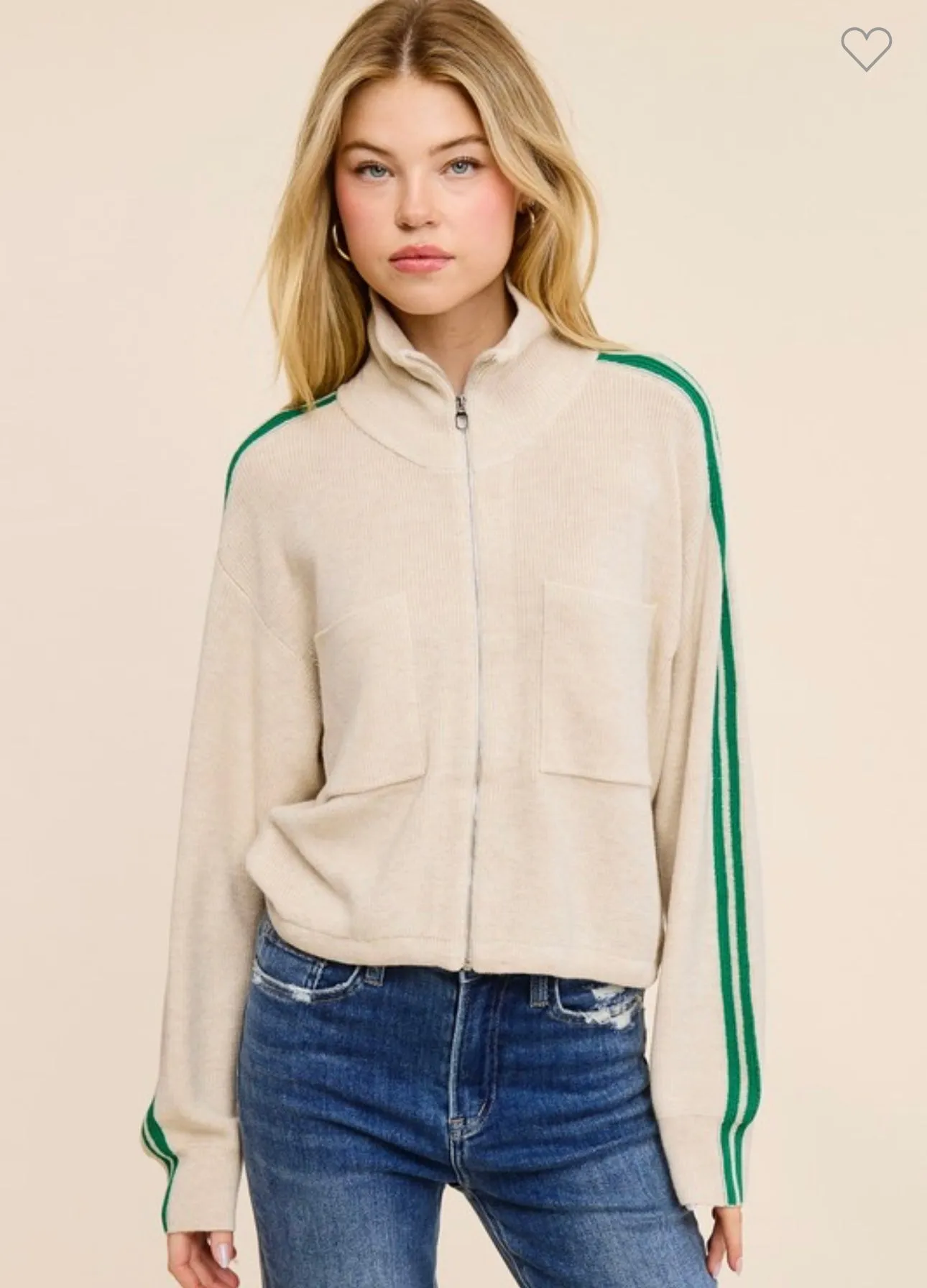 Taupe Zip Up Sweater