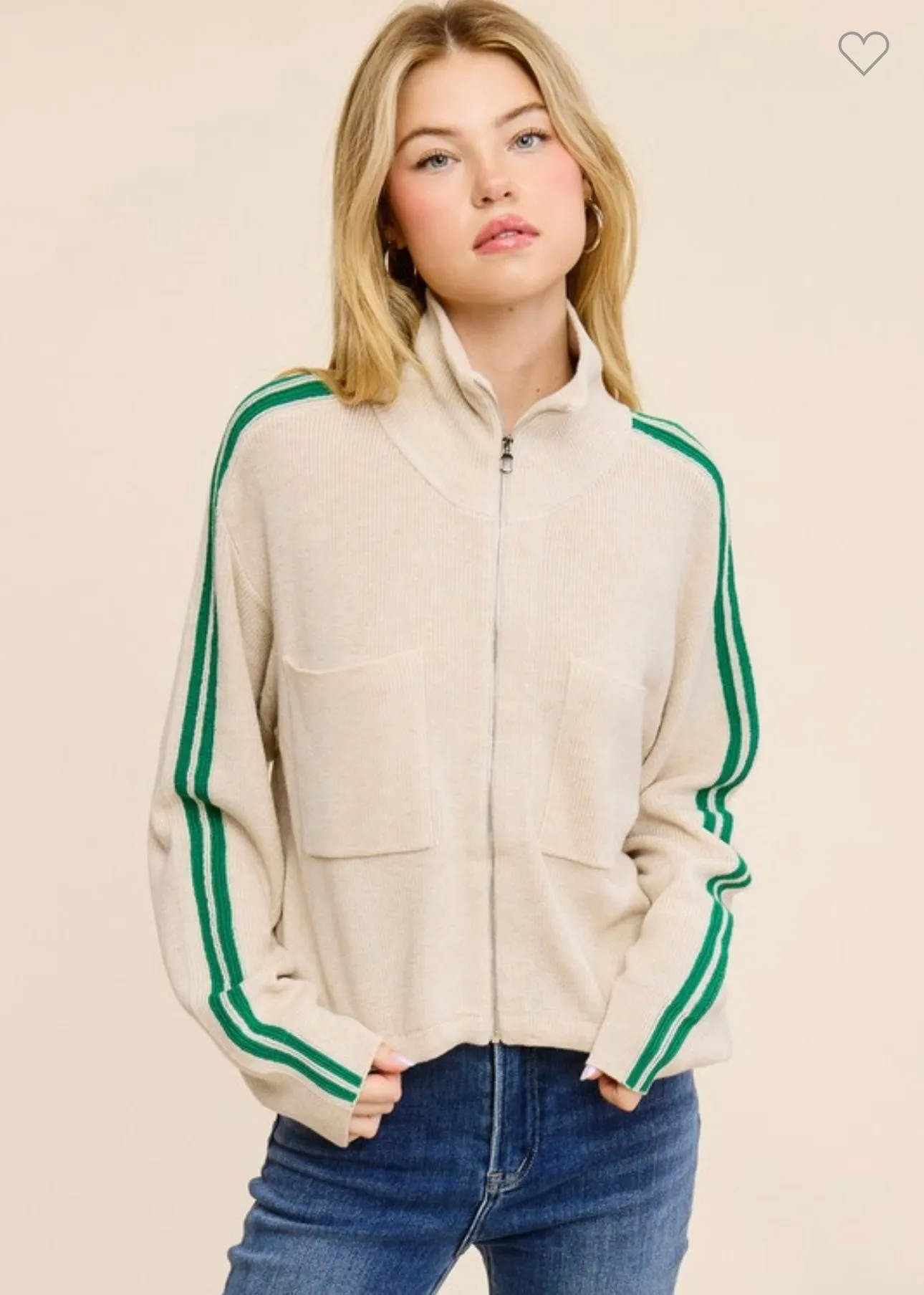 Taupe Zip Up Sweater