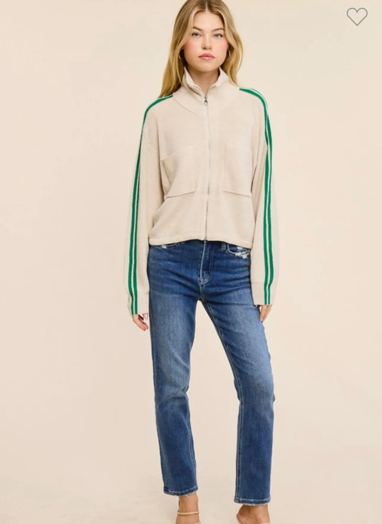 Taupe Zip Up Sweater
