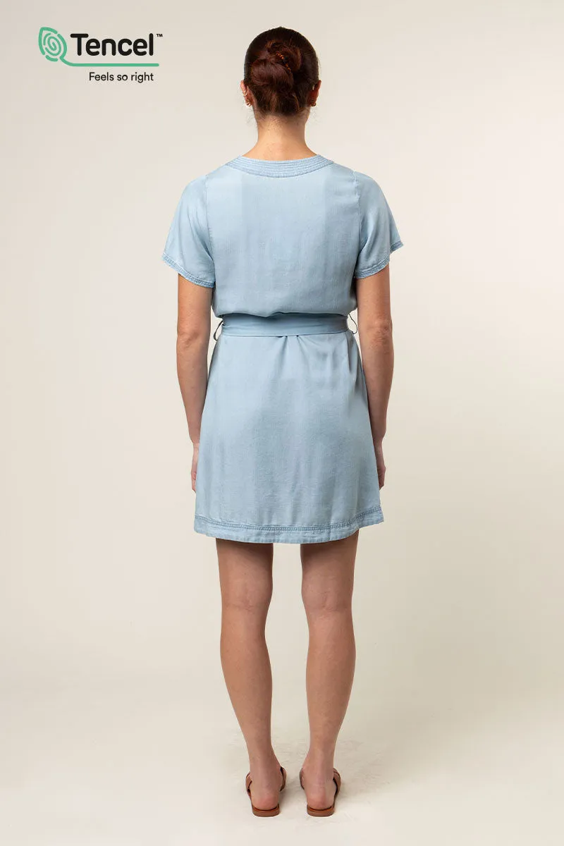 Tencel™ Stitch Neckline Shirt Dress