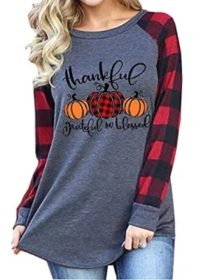Thankful Blessed Pumpkin Baseball Tee