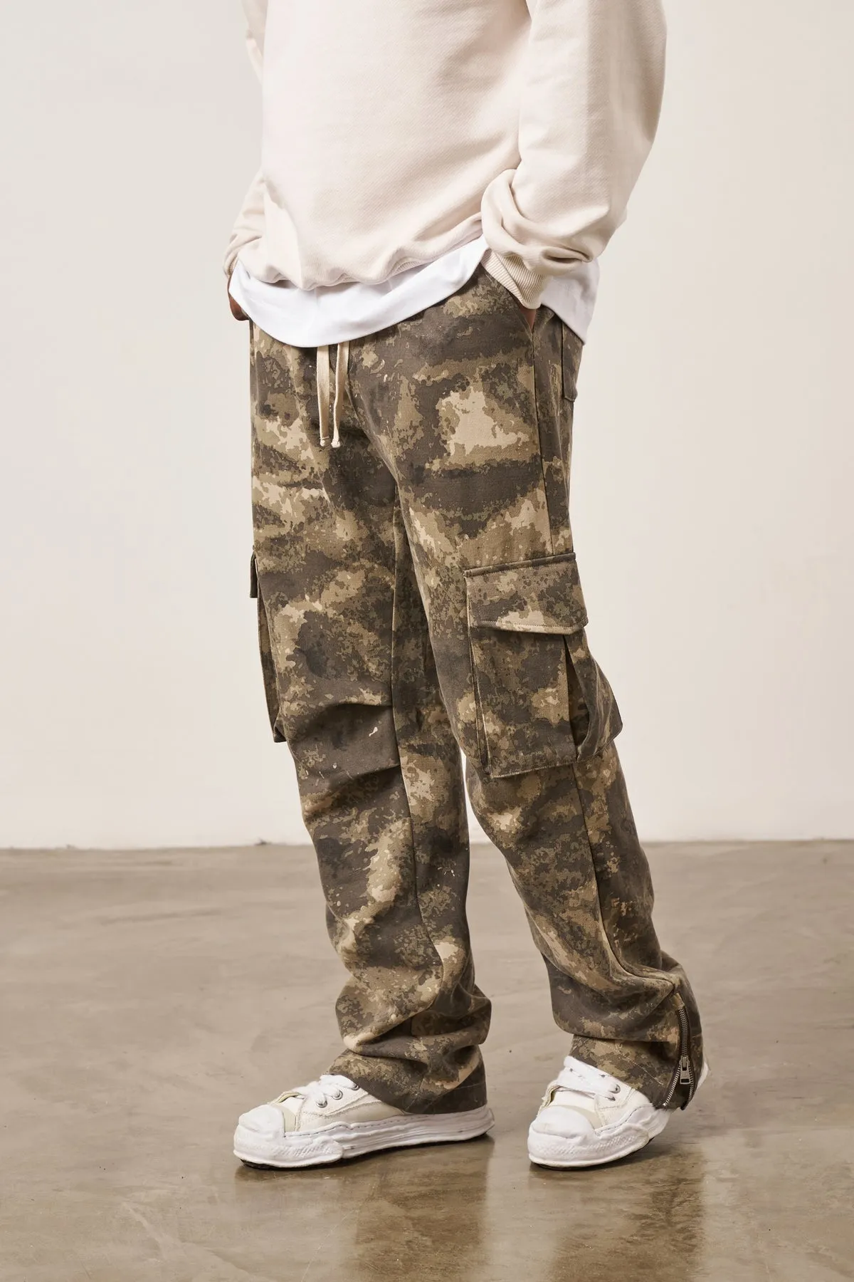 The Couture Club Camo Straight Cargos Beige