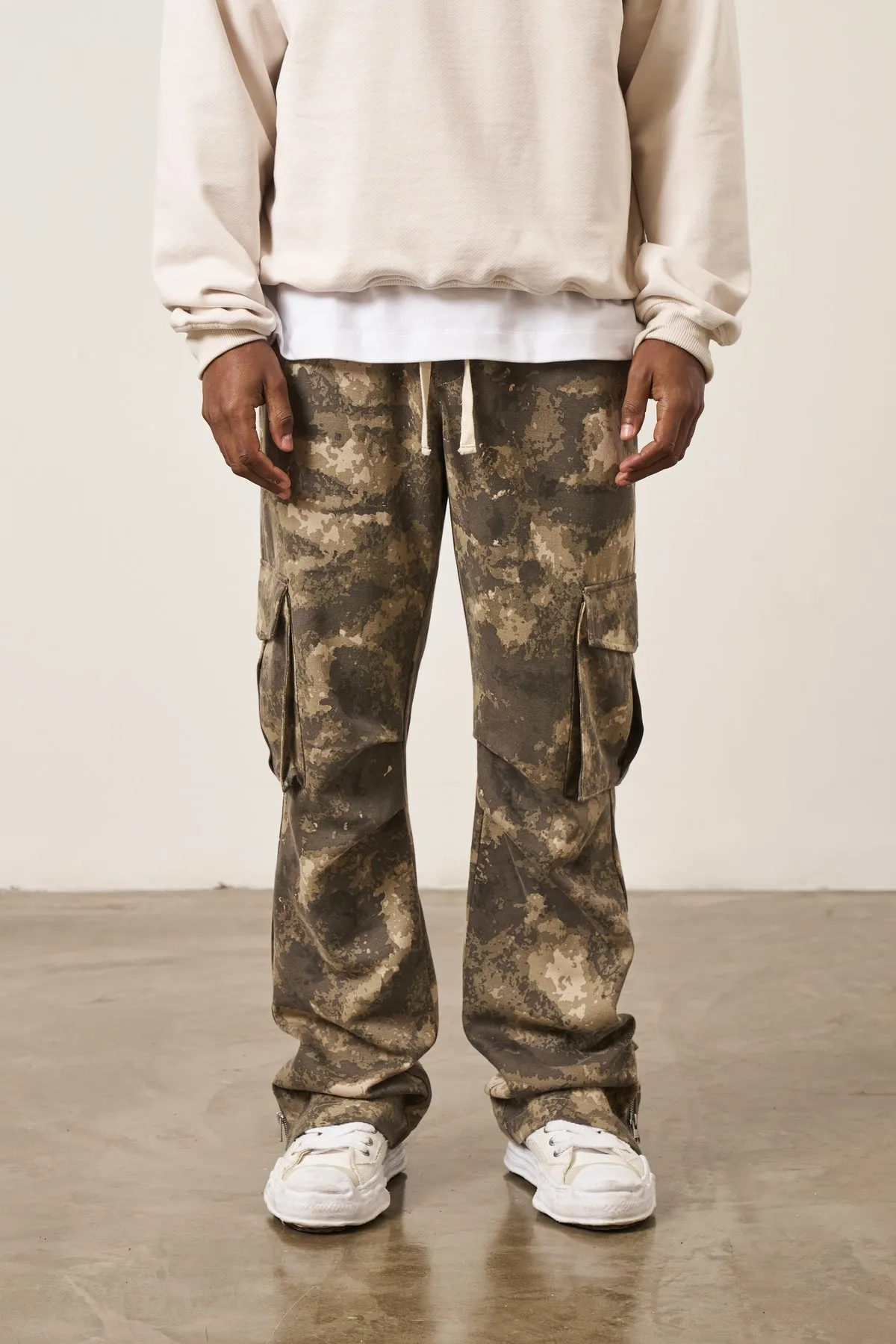 The Couture Club Camo Straight Cargos Beige