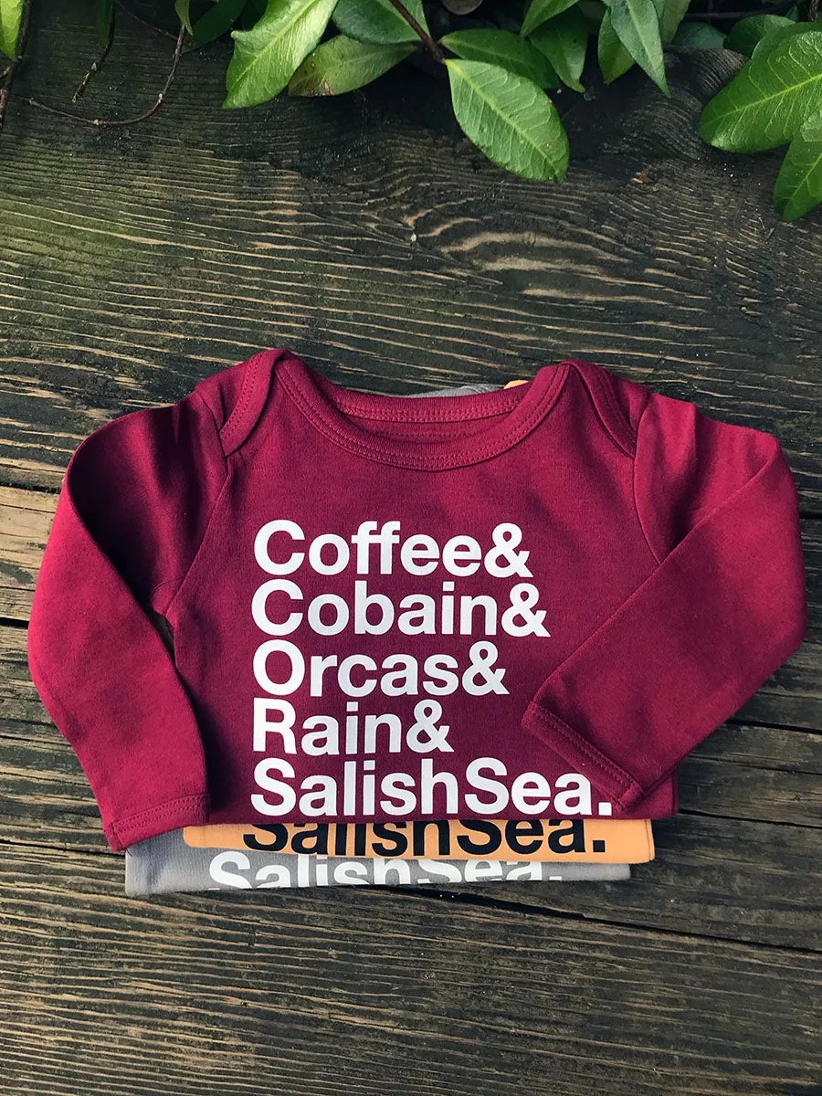 The Organic Long Sleeve Seattle Baby Onesie