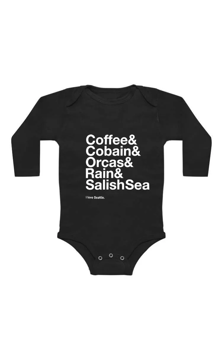The Organic Long Sleeve Seattle Baby Onesie