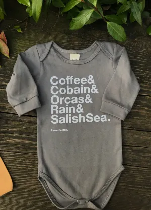 The Organic Long Sleeve Seattle Baby Onesie