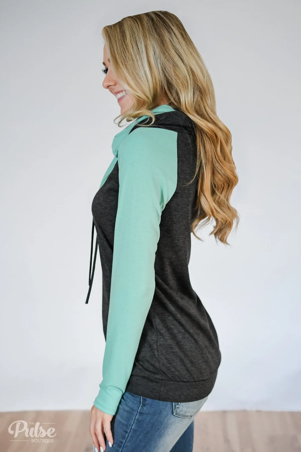 The Ultimate Mint & Charcoal Cowl Neck Top