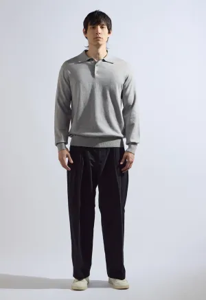 Theo Knit Polo in Grey