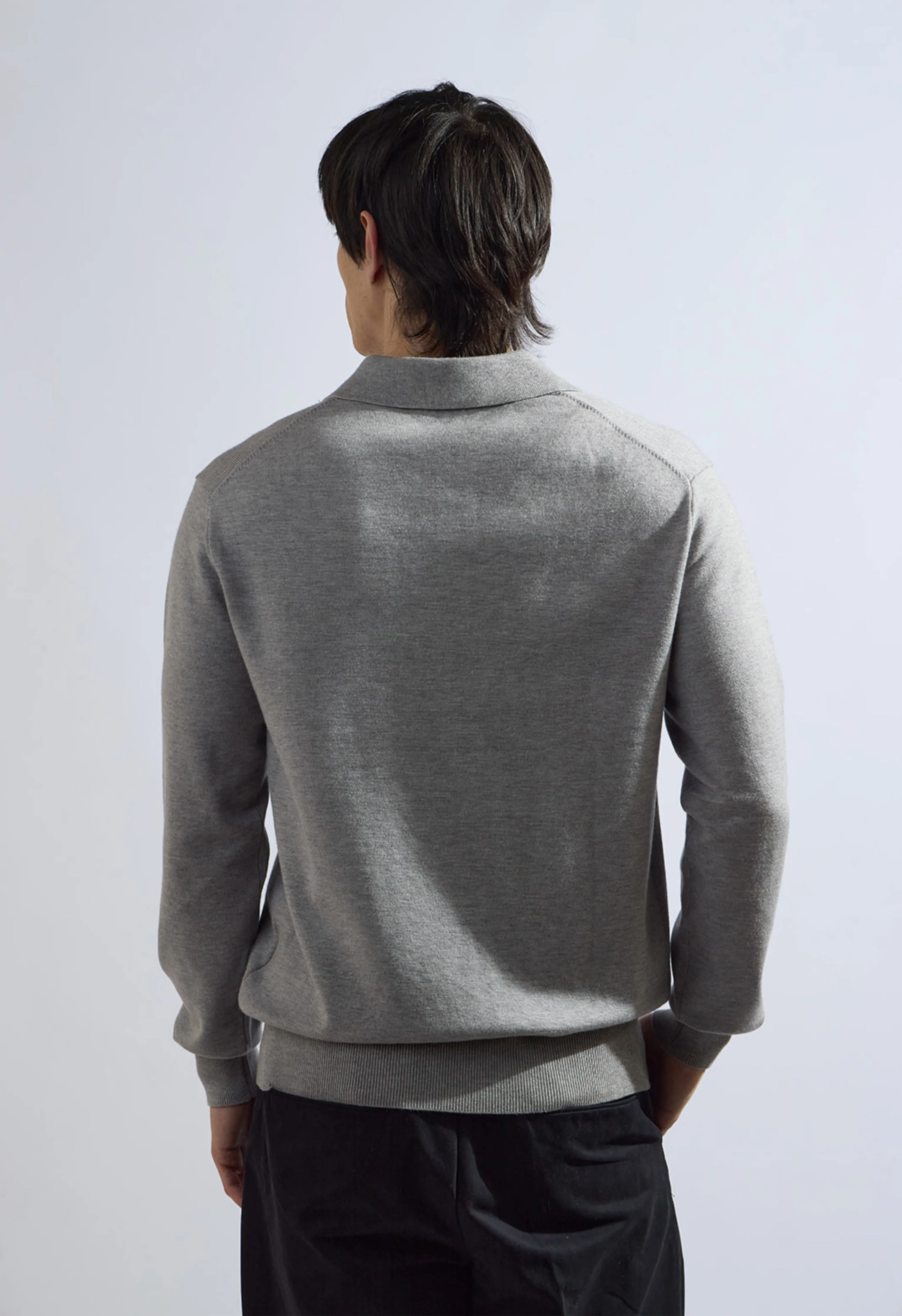 Theo Knit Polo in Grey