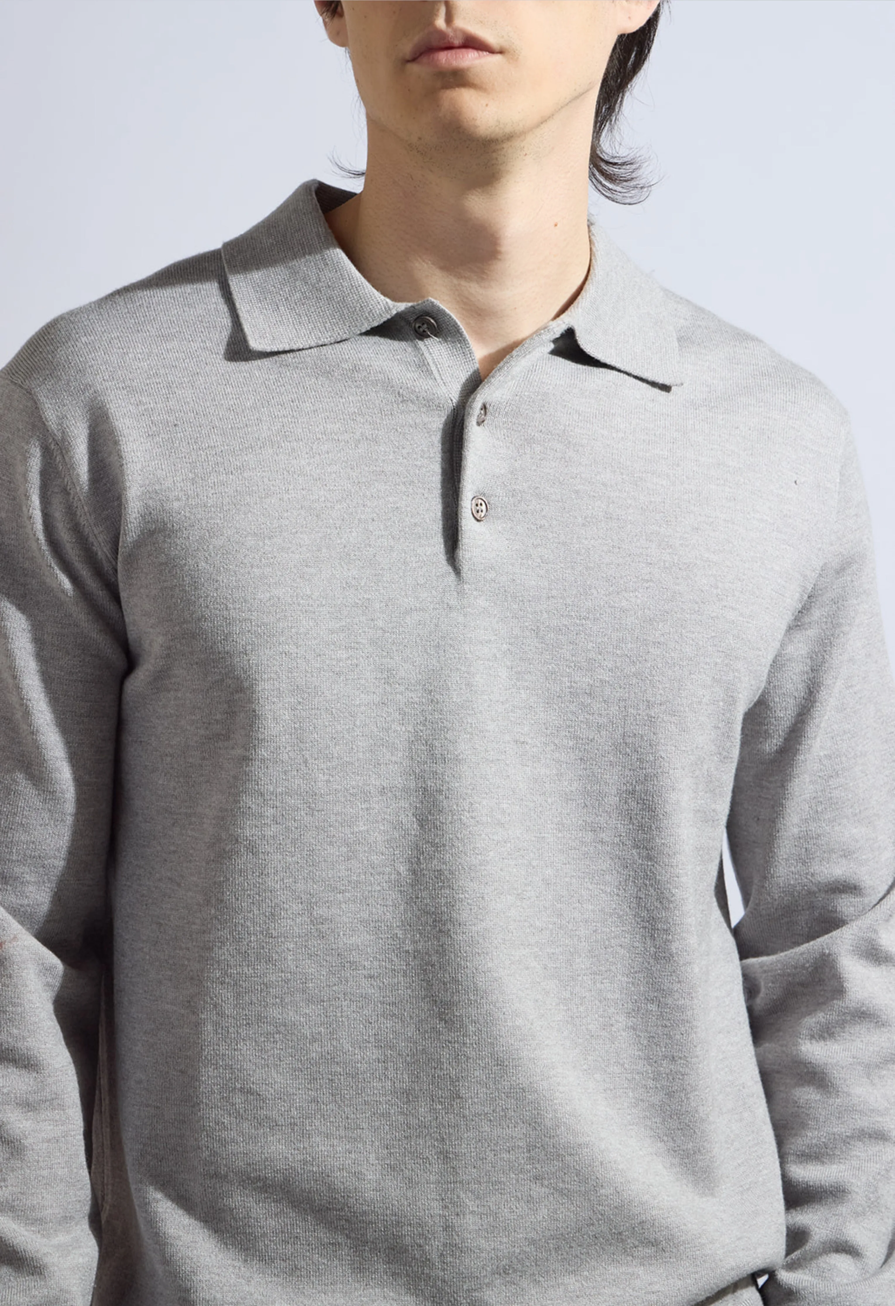 Theo Knit Polo in Grey