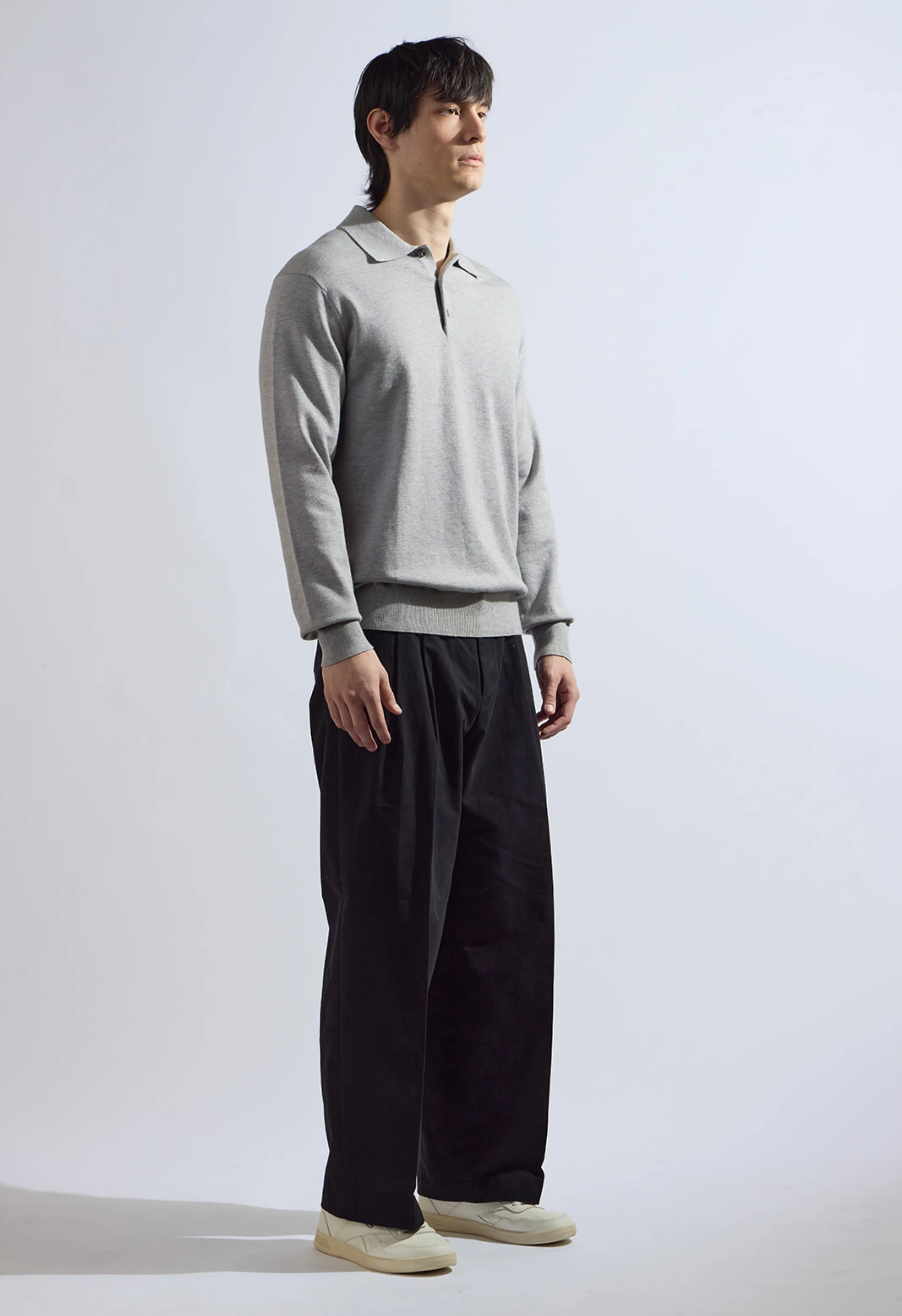 Theo Knit Polo in Grey
