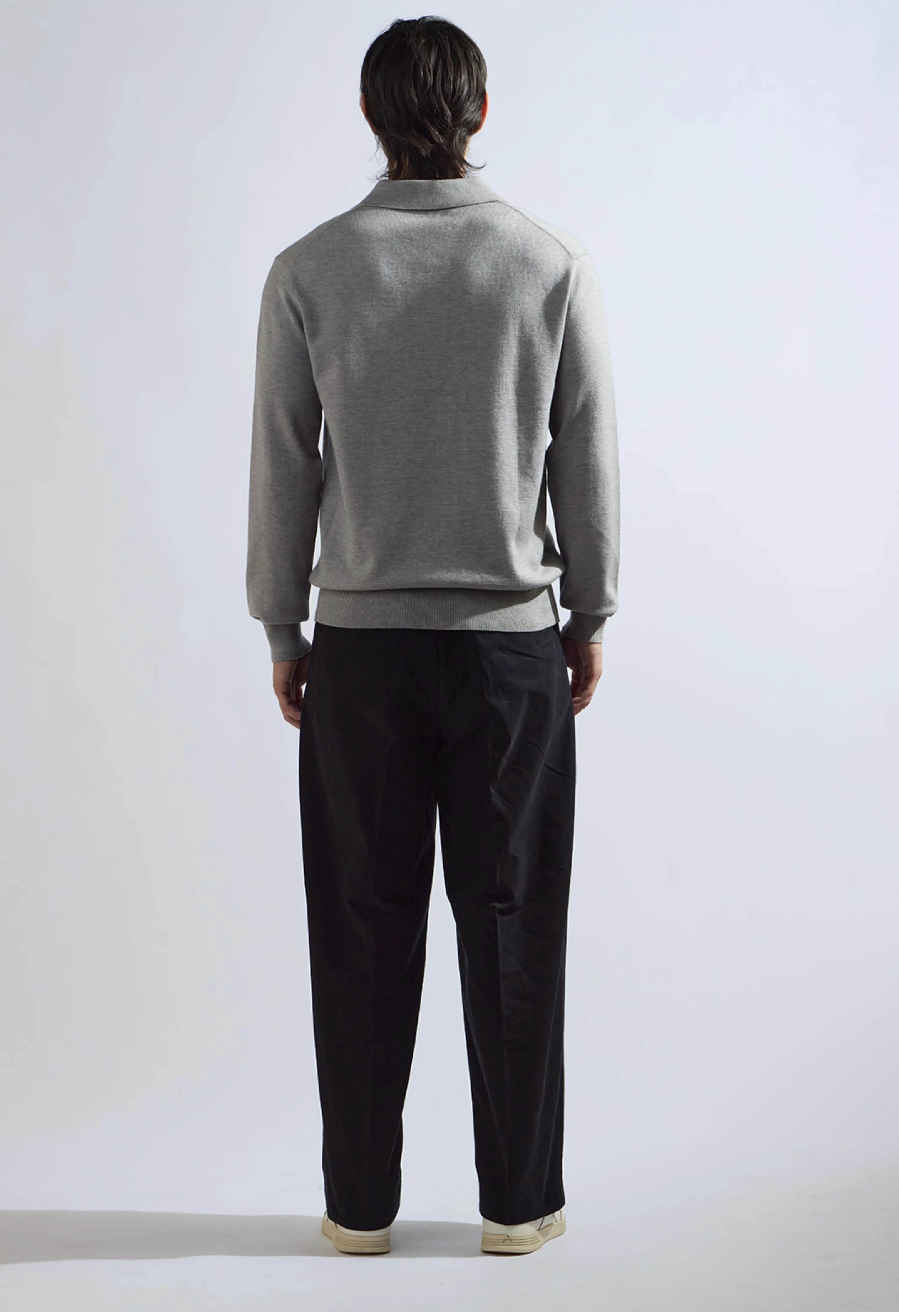 Theo Knit Polo in Grey