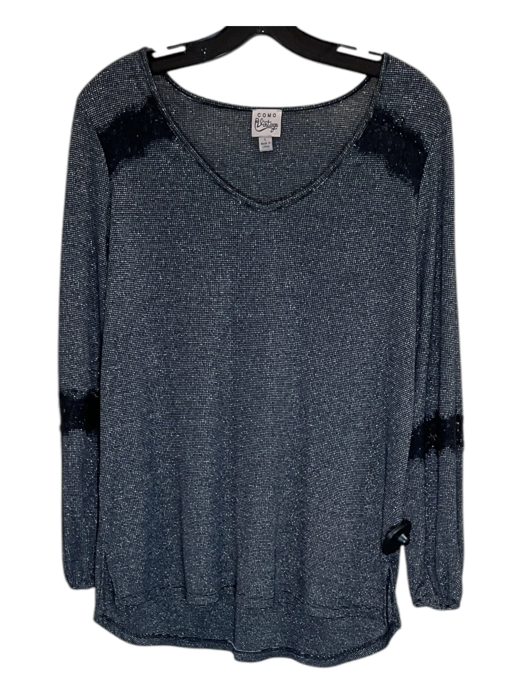 Top Long Sleeve By Como Vintage In Black, Size: L