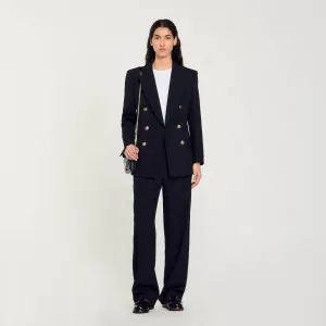 Toscane Double-Breasted Suit Jacket Black