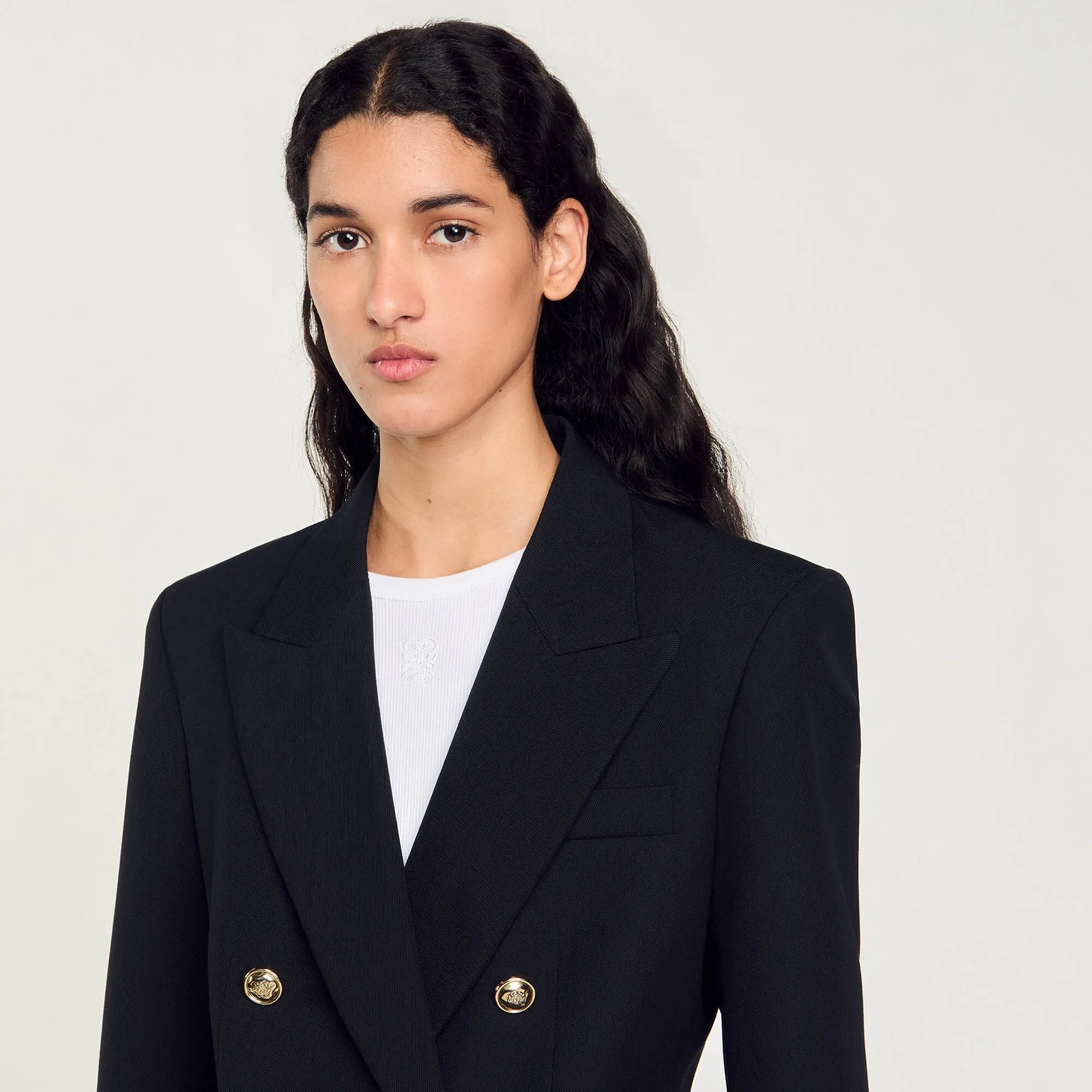 Toscane Double-Breasted Suit Jacket Black