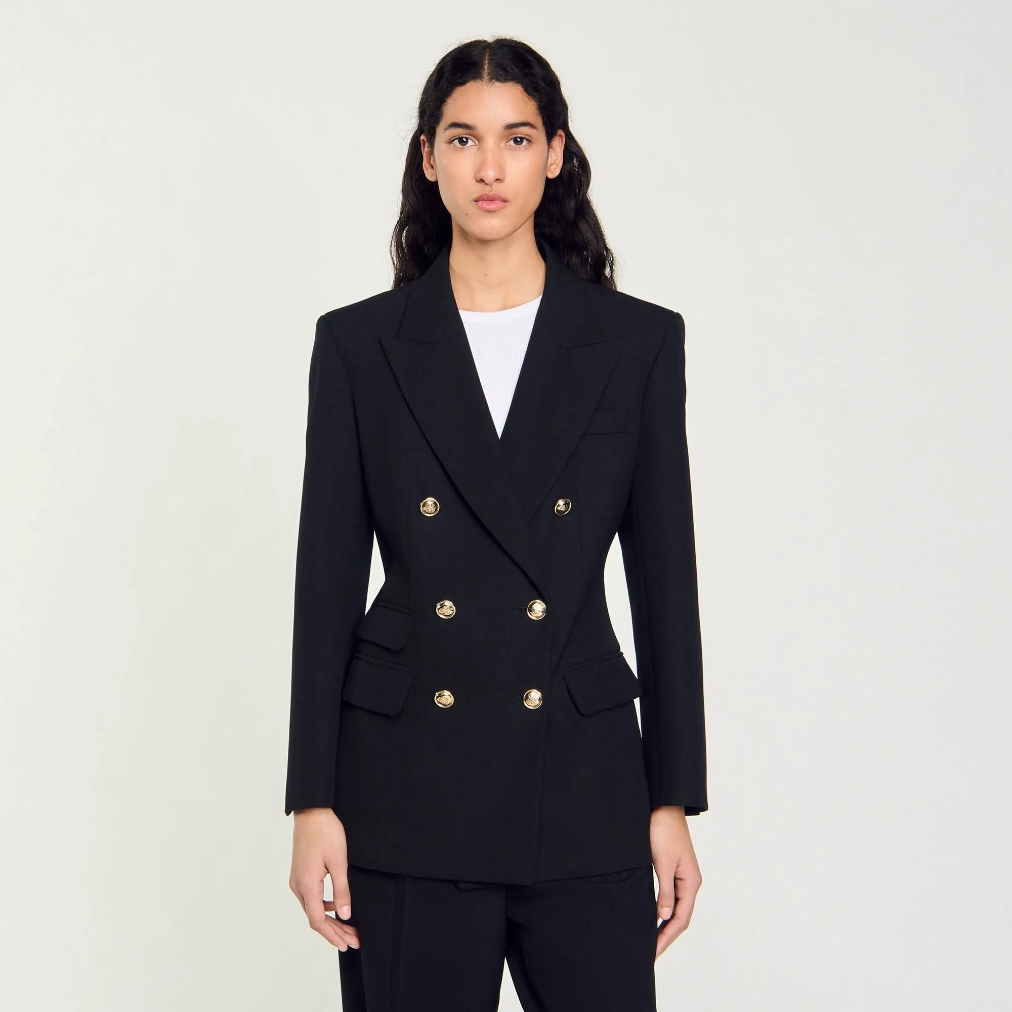 Toscane Double-Breasted Suit Jacket Black
