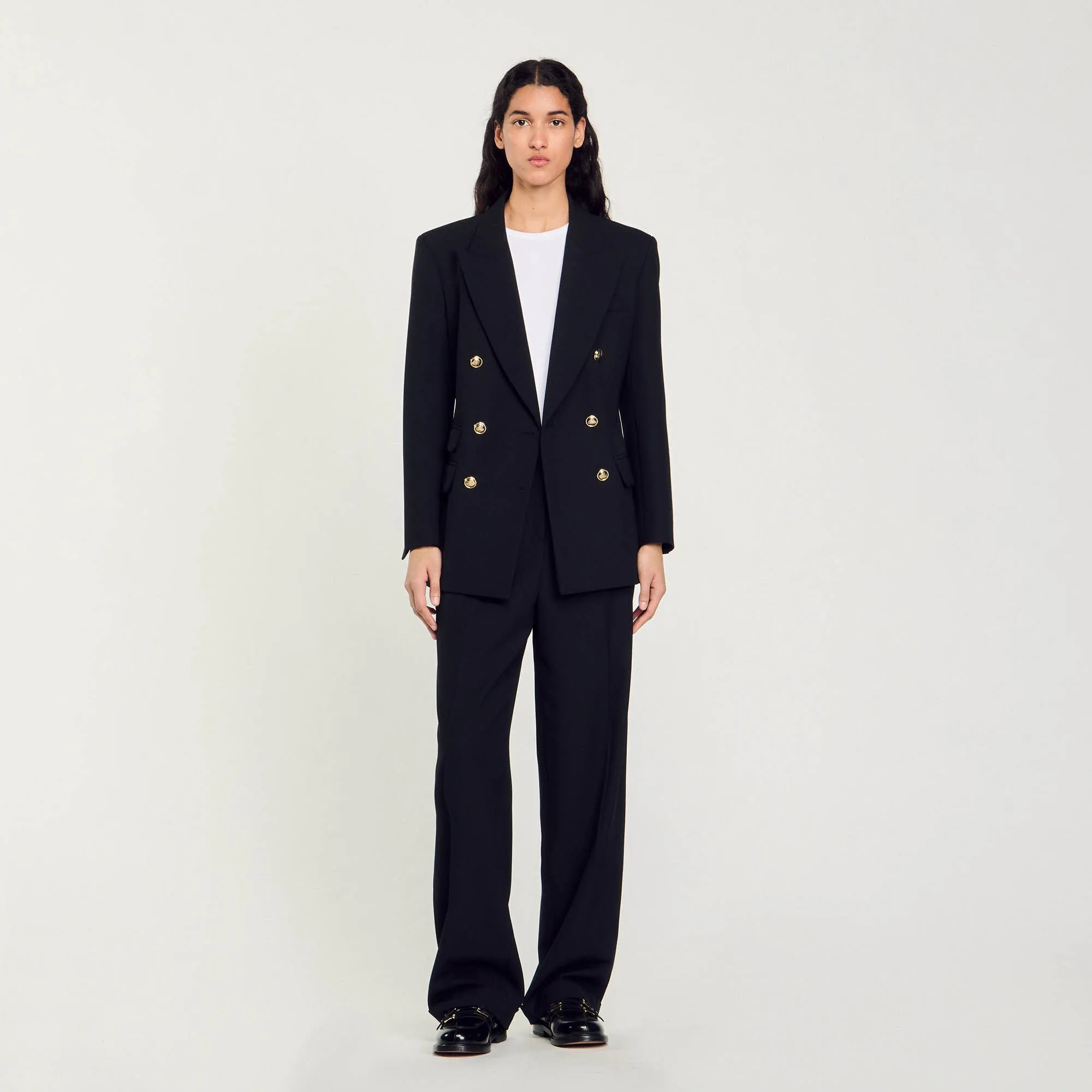 Toscane Double-Breasted Suit Jacket Black