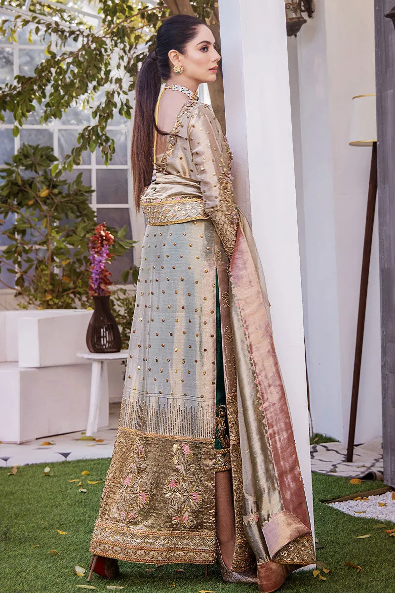 Traditional Hand Embellished Golden Bronze Shirt Pakistani Wedding Dress