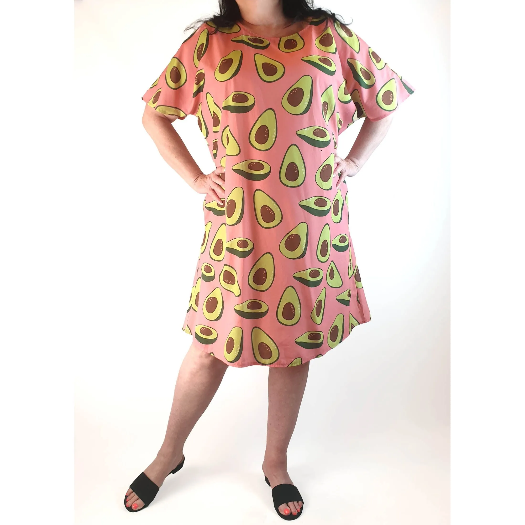 Tulips pink avocado print dress size 18