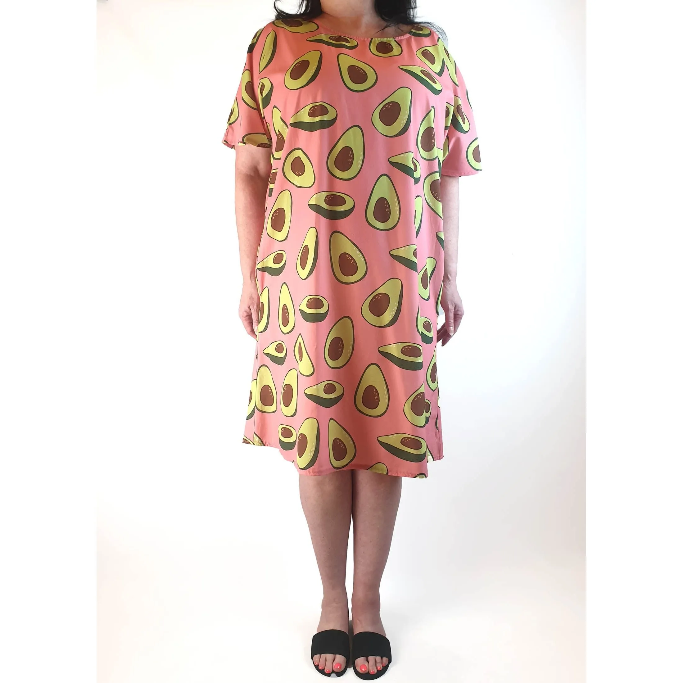 Tulips pink avocado print dress size 18