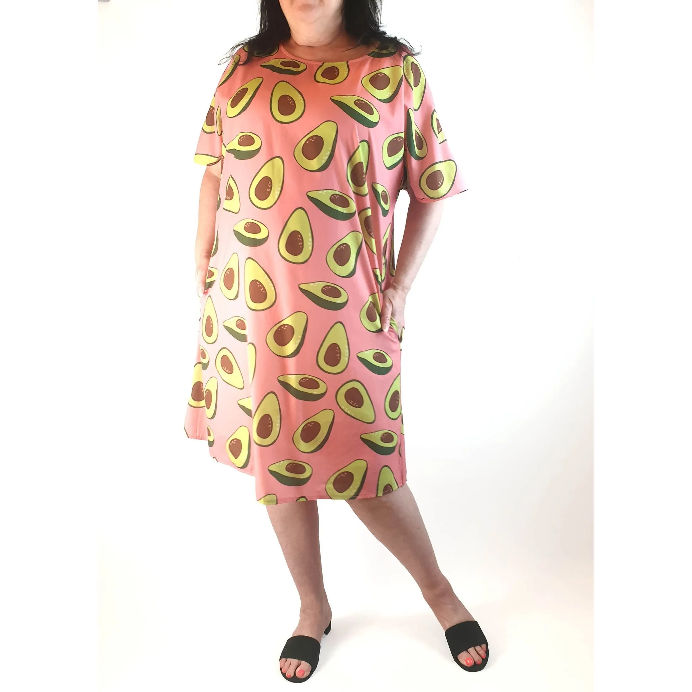 Tulips pink avocado print dress size 18