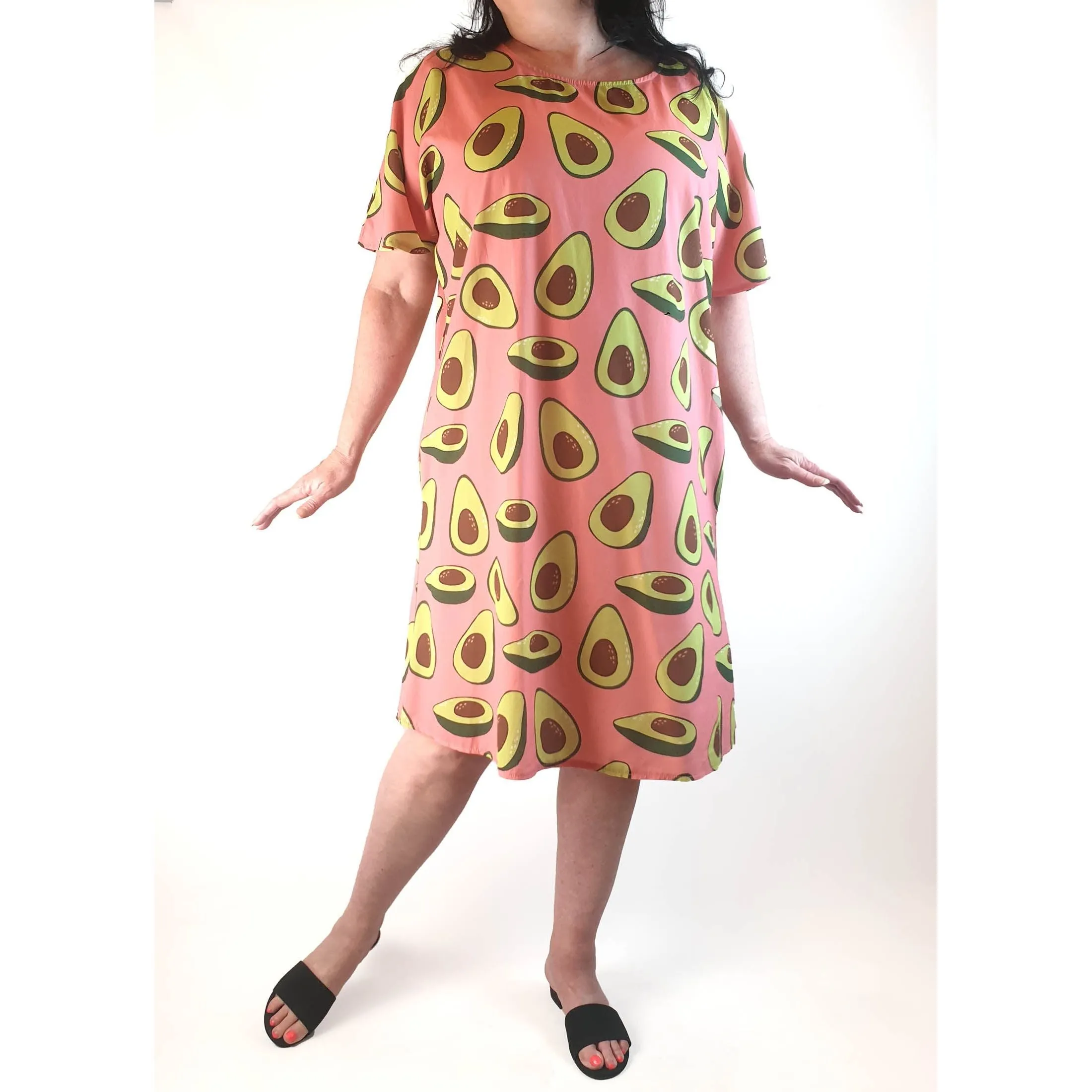 Tulips pink avocado print dress size 18