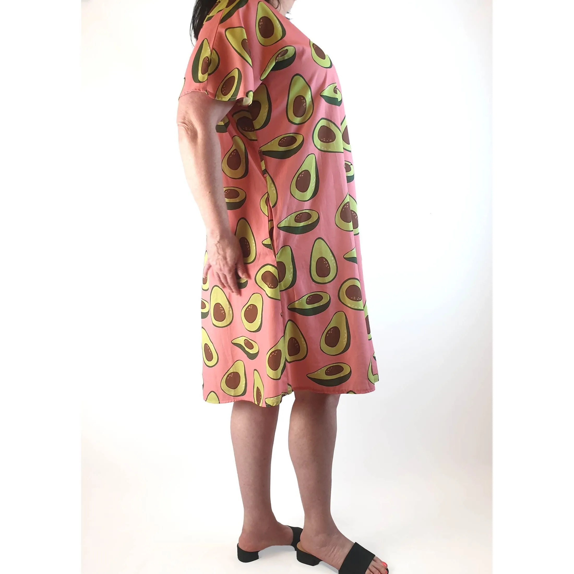 Tulips pink avocado print dress size 18